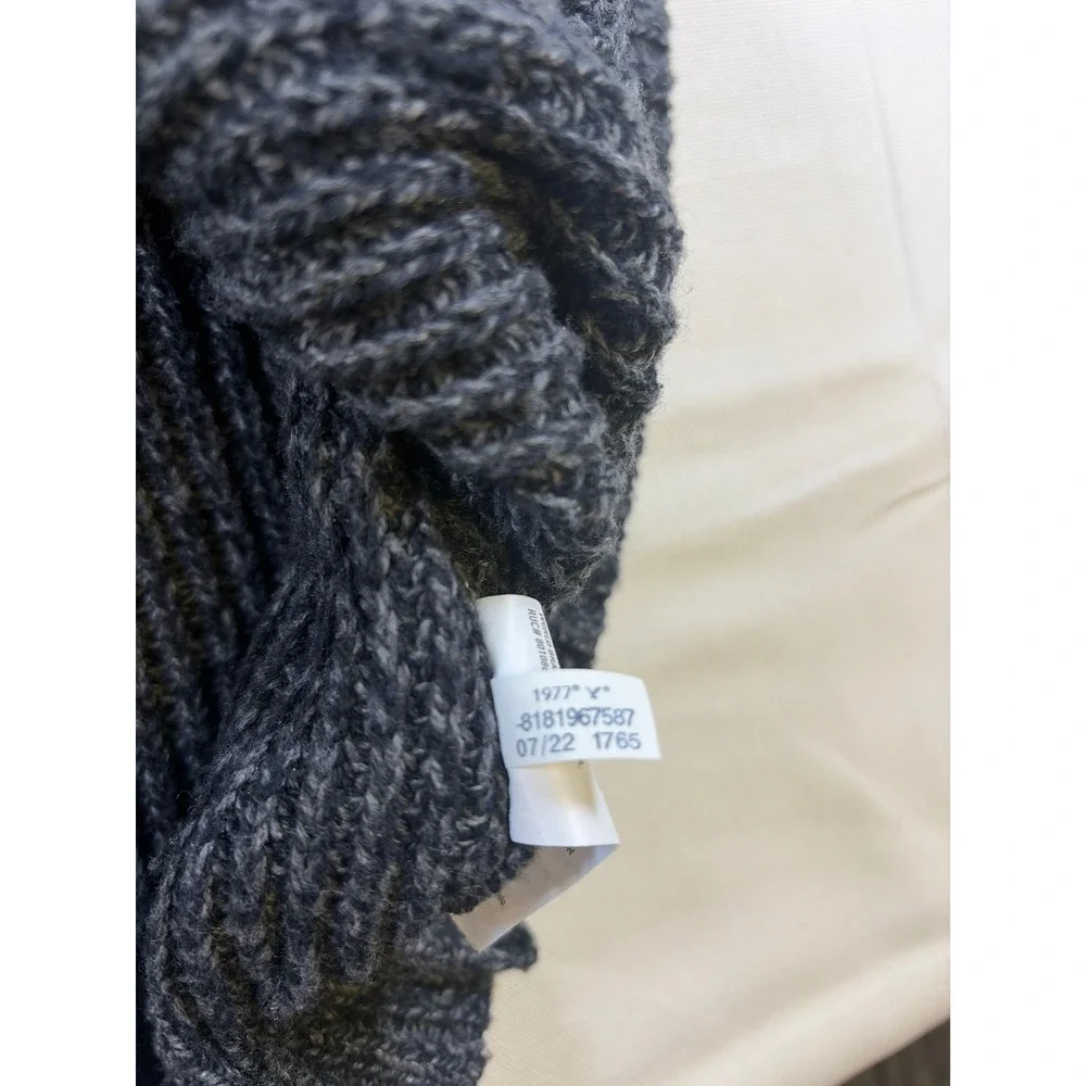 American Eagle Mens Large Gray Marl Mock Neck Quarter Button Ribbed Knit Sweater